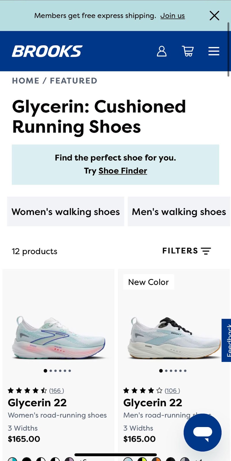 「Glycerin 22」の画像をクリックするとGlycerinシューズのランディングページに移動