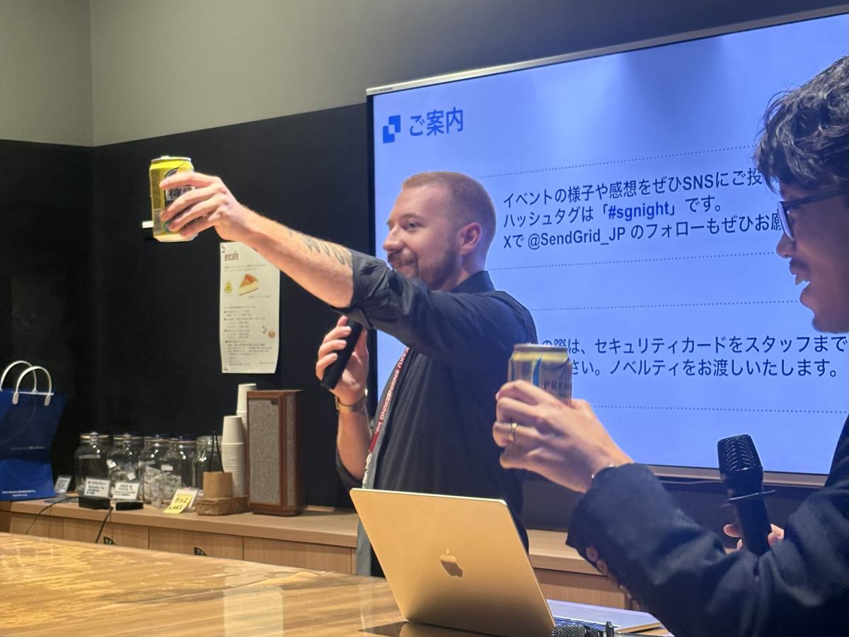 Twilio社のJonathanからの挨拶と乾杯