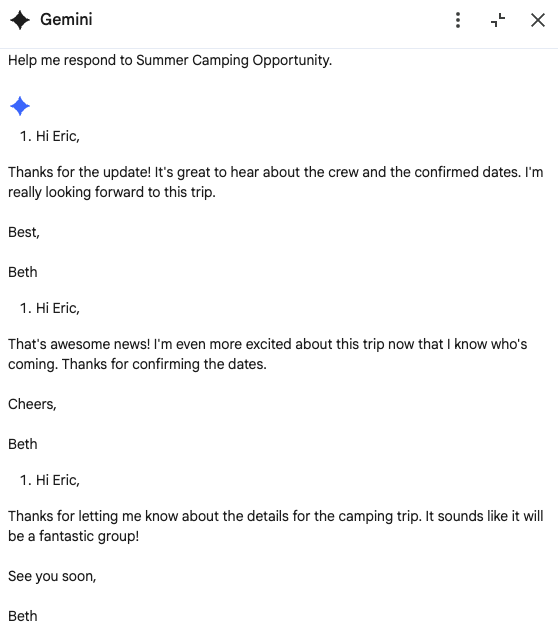 返信文の作成のサポート