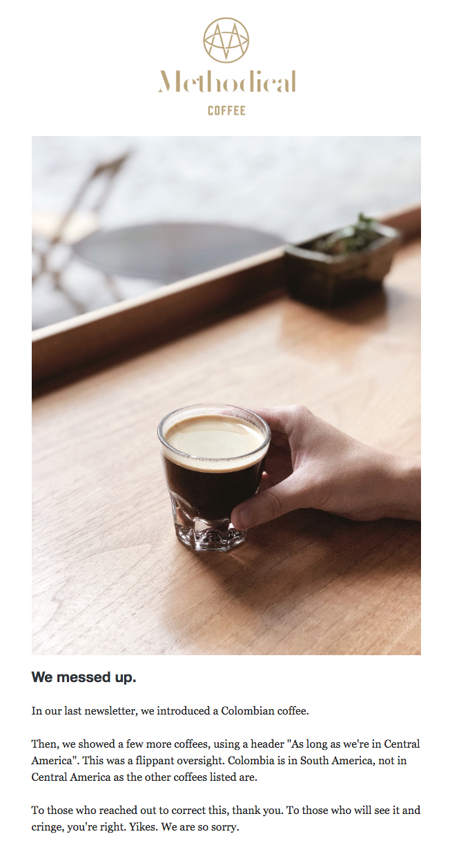 文化的配慮に関する訂正メール(Methodical Coffee社)