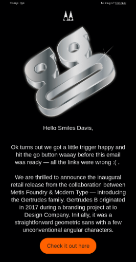 リンク切れの訂正メール(Metis Foundry社)